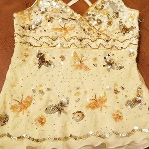 Bebe Silk Cami Top Sequin Butterfly Wrap